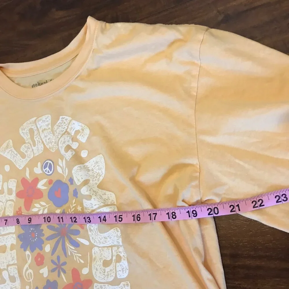 Weekend Soul Women's Peace Love Music‎ Good Vibes Long-Sleeve T-Shirt Size L